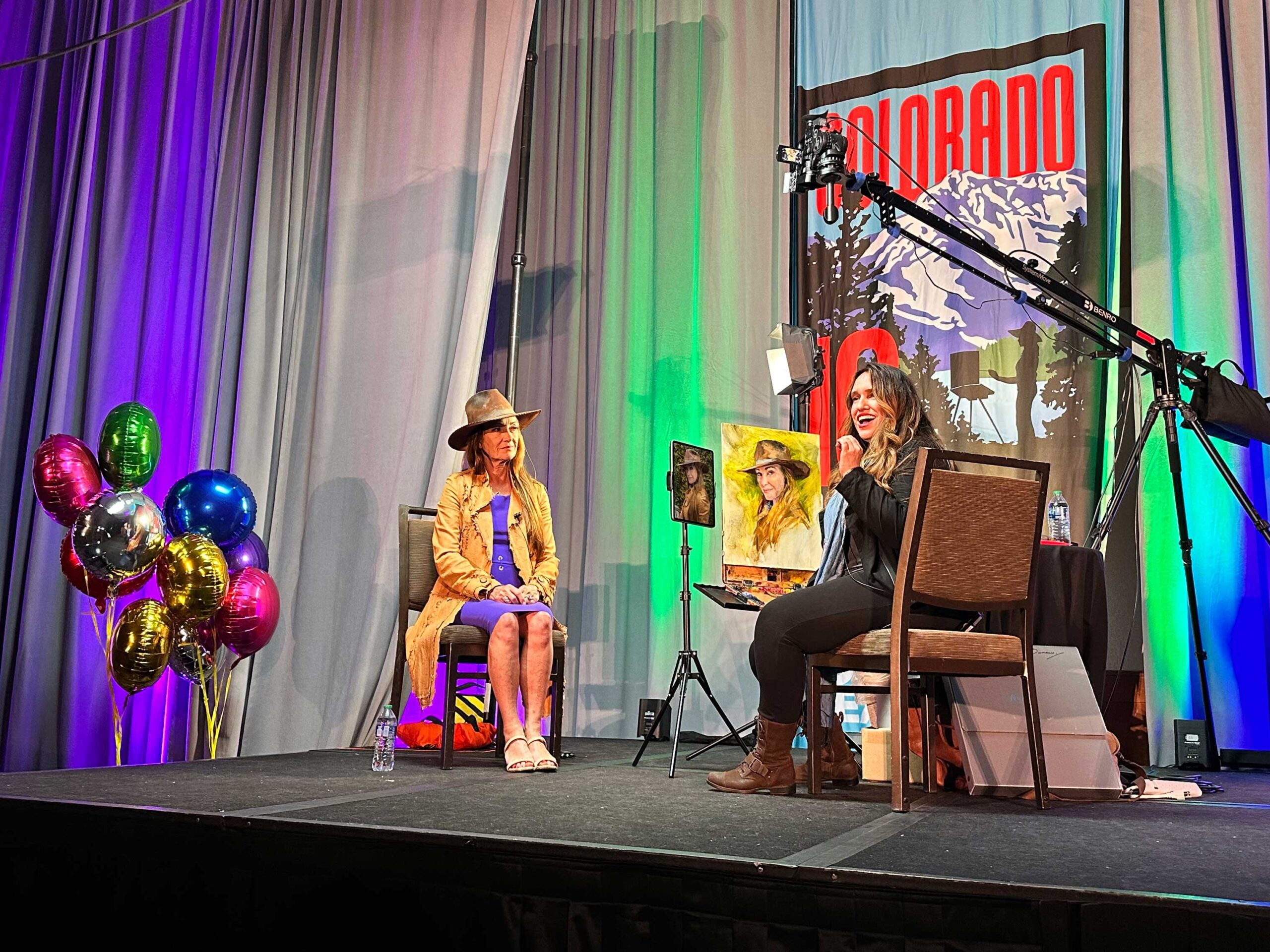 While Michelle painted Jane Seymour, they shared their painting strategies and personal stories.