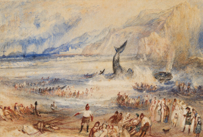 1931.382_The Whale on Shore_Taft J. M. W. Turner paintings - Joseph Mallord William Turner, "The Whale on Shore," about 1837, watercolor on paper.
