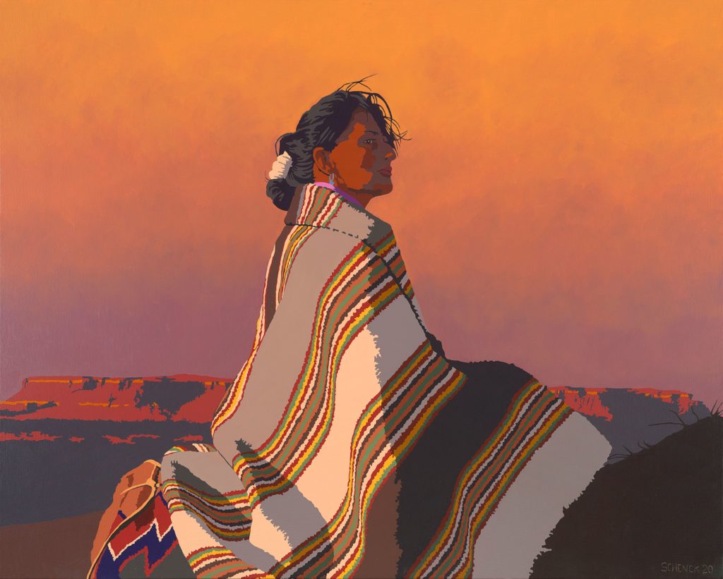 Oil painting of a Native American