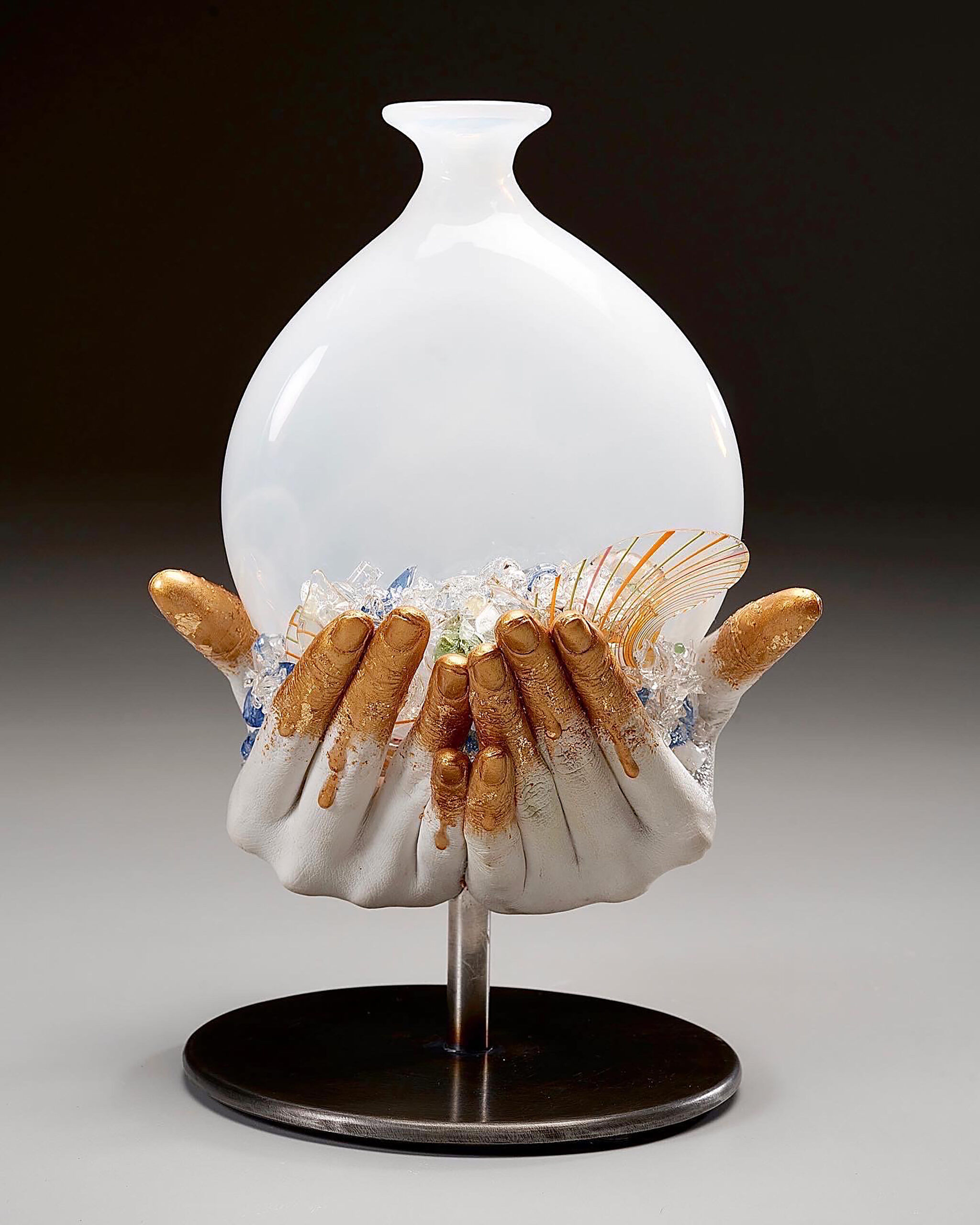 Kate-Lan Johnson, "The Cost of the Price," Plaster, blown glass, and found glass, 12x8x4 inches. Courtesy of the artist.