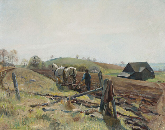 Andrew Wyeth - Spring Landscape at Kuerners Andrew Wyeth (1917–2009), Spring Landscape at Kuerners, circa 1934, oil on canvas, 32 x 40 inches, Museum purchase, supported by Sasha and Edward P. Bass