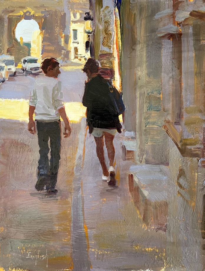Art auction - Kim English, "Stone Streets of Beaune," oil, 12 x 9 in.