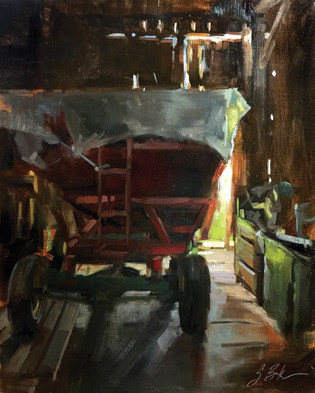 Suzie Baker (b. 1970), "Ralph’s Barn," 2015, oil on linen panel, 20 x 16 in., painted at Wisconsin’s Door County Plein Air Festival