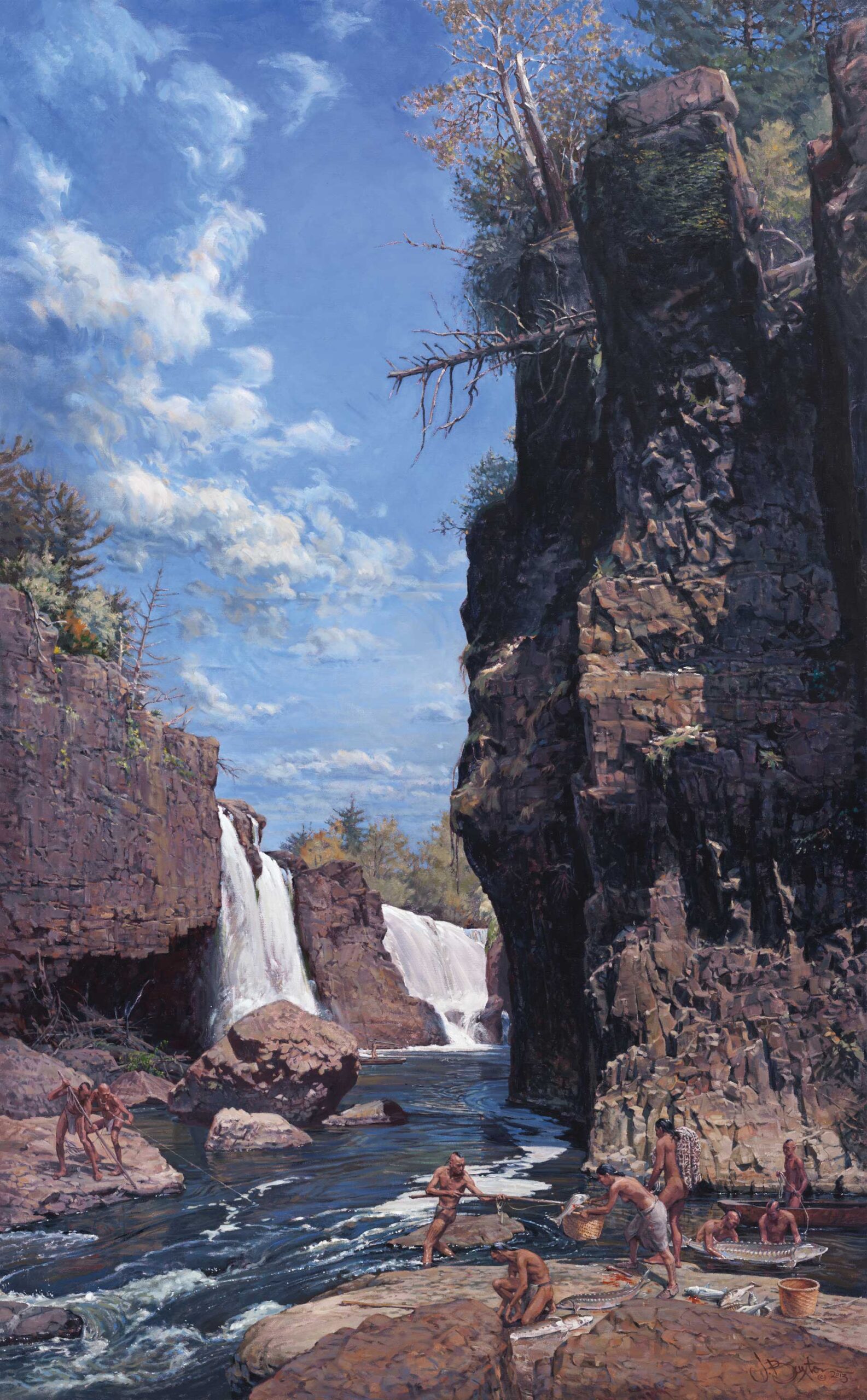 Fine Art Collection - John Buxton (b. 1939), "Great Falls of the Passaic at Paterson," 2013, oil on linen, 56 x 35 in.