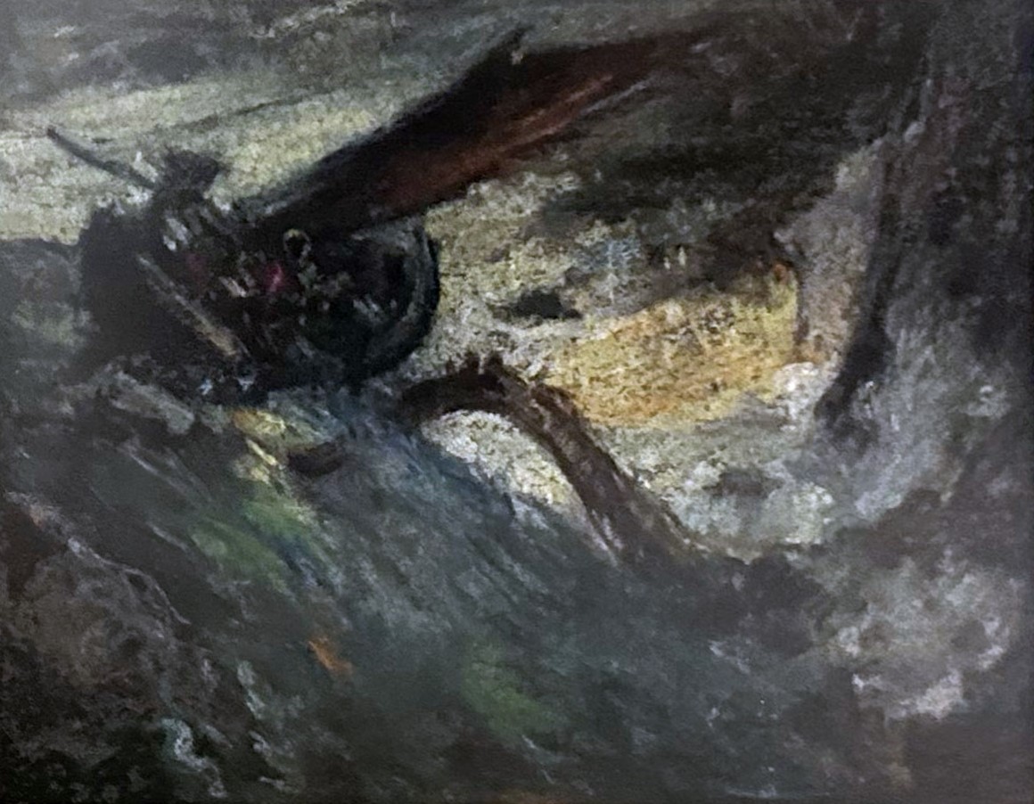 Tryon NC artist colony history - Elliott Daingerfield, “Study for Christ Stilling the Tempest,” (c. 1905), Pastel on Paper, 4.5” X 6”, Courtesy of Blowing Rock Art & History Museum @brmuseum