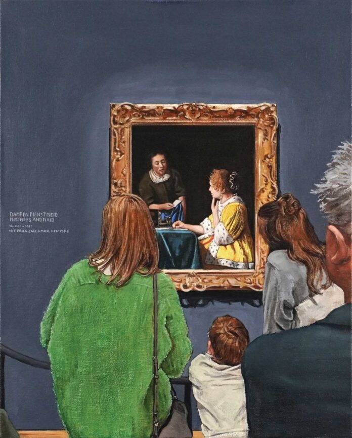 Joe Fig, "Vermeer: Mistress and Maid / Rijksmuseum," 2023, oil on linen mounted on MDF board, 11 1/2 x 9 1/4 in. Vermeer-Inspired Art - Joe Fig, "Vermeer: Mistress and Maid / Rijksmuseum," 2023, oil on linen mounted on MDF board, 11 1/2 x 9 1/4 in.