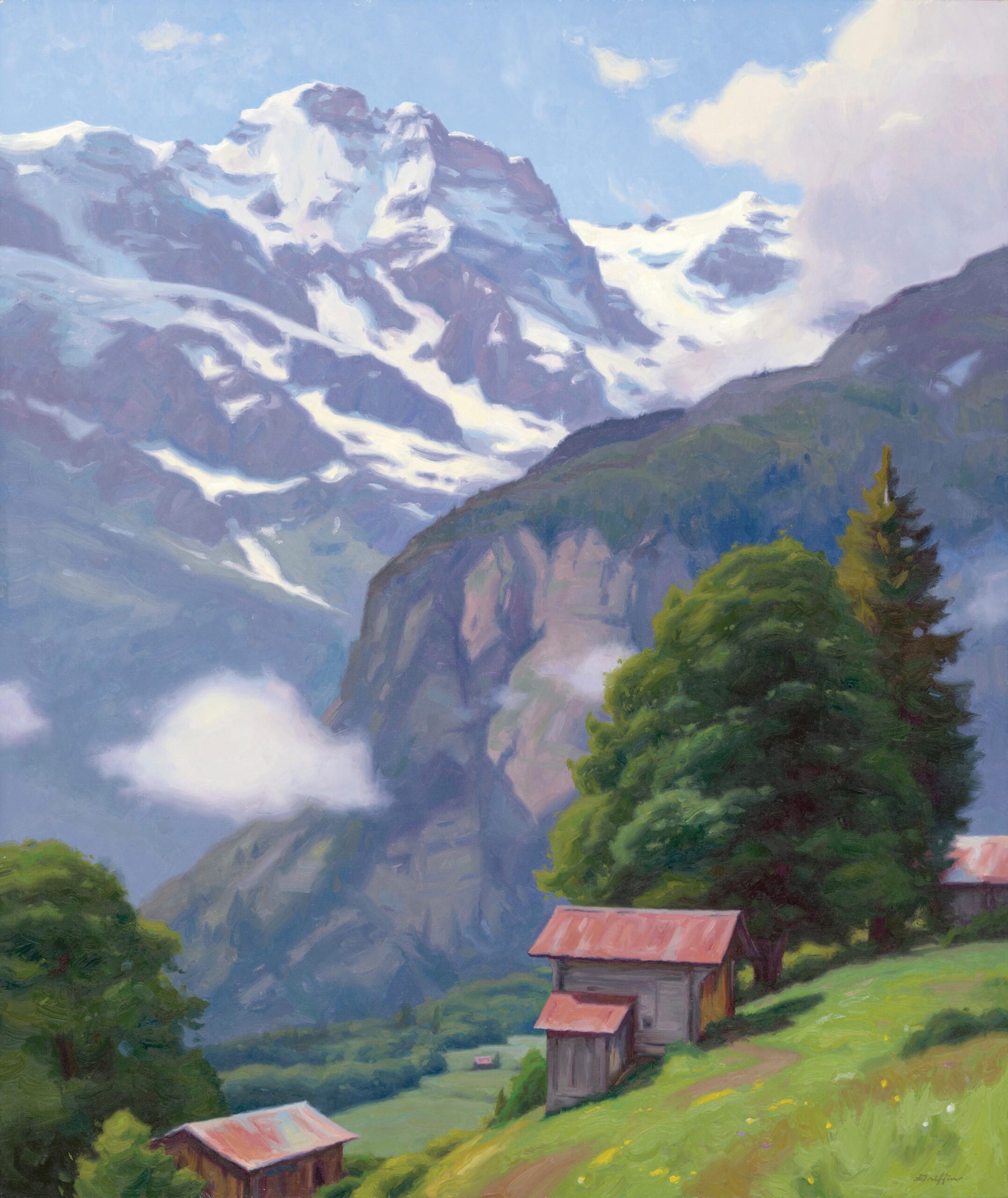 Michael Griffin (b. 1979), "Heights of Switzerland," 2021, oil on linen, 37 x 31 1/2 in.