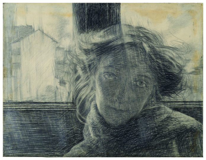 Houston Boccioni Against the Light Graphite pencil drawing of a face