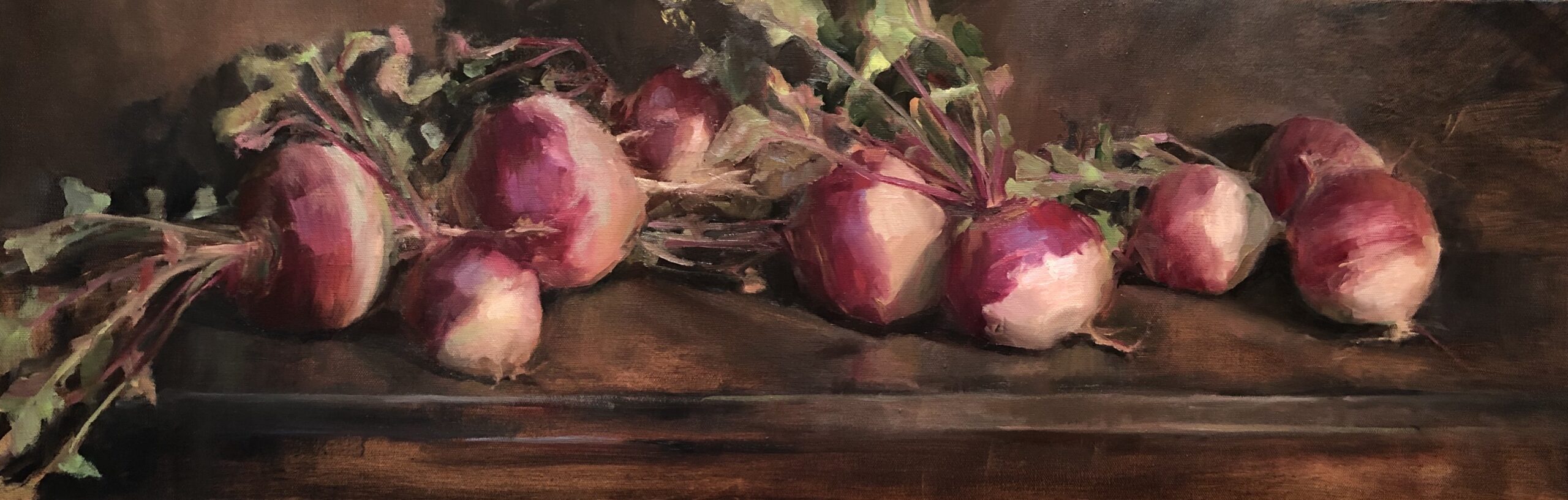 Susan Patton, "Arrayed in Beauty," oil on panel, 12 x 36 in., sold