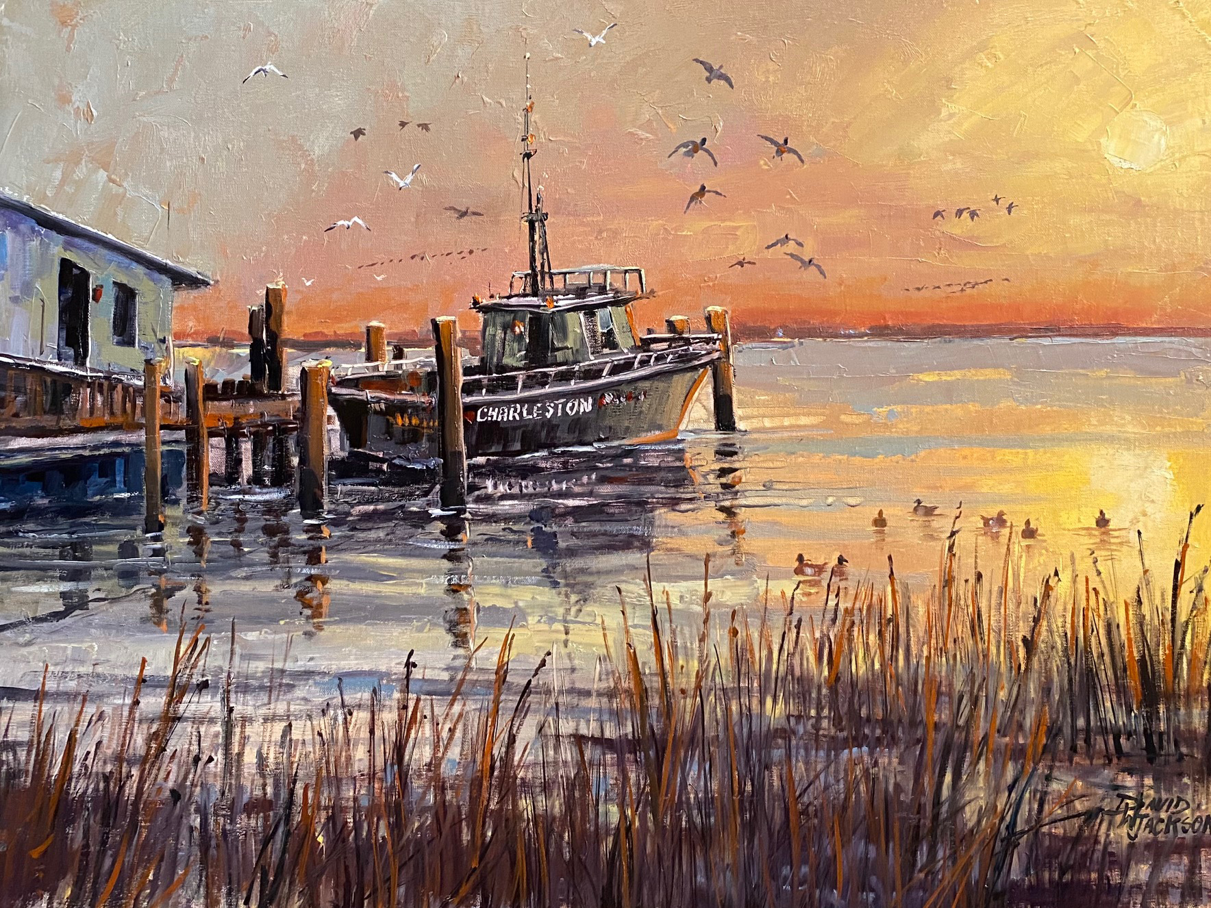 David Jackson, "Carolina Landing," oil, 18 x 24 in.