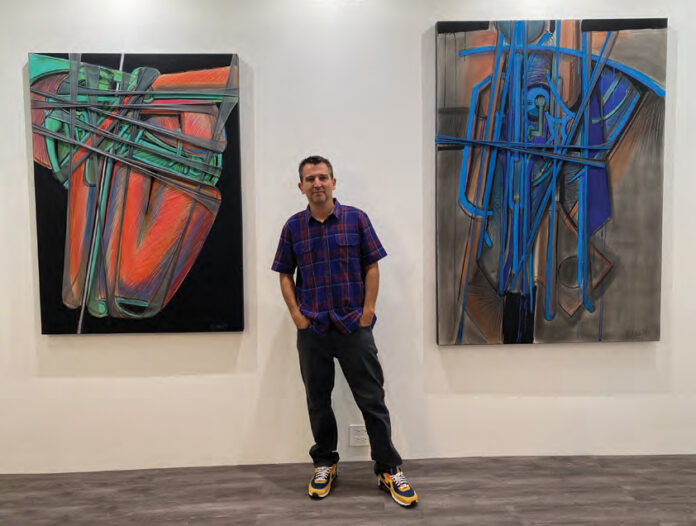 Jared Whipple with two works made by Francis Hines art collecting - Jared Whipple with two works made by Francis Hines