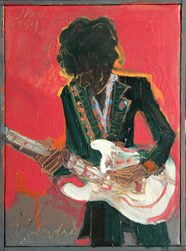 Jason McWhorter (1943 – 2018), “Jimi Hendrix,” oil on canvas