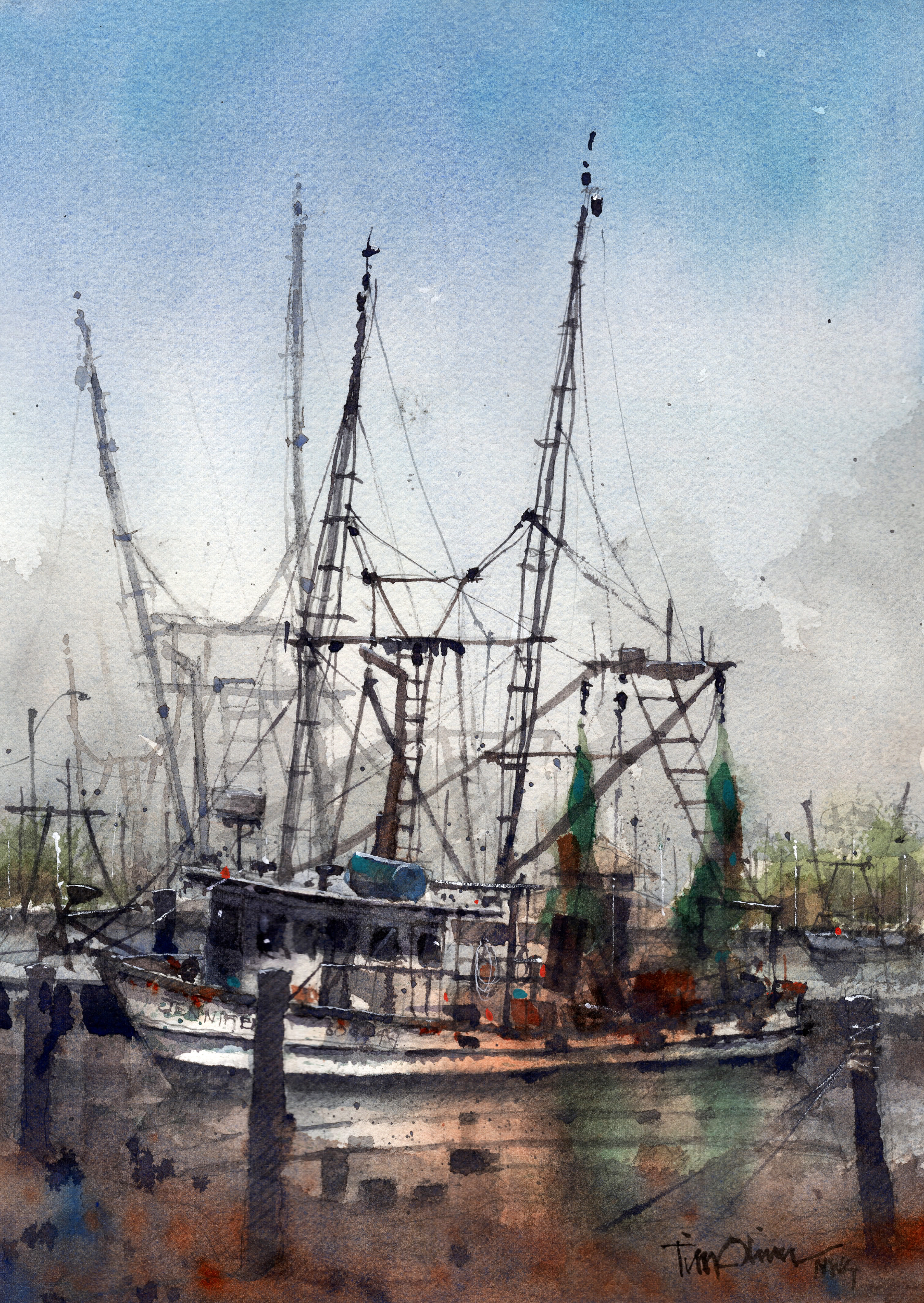 Tim Oliver, "Jennifer at the Mill Pond," watercolor, 14 x 10 in.