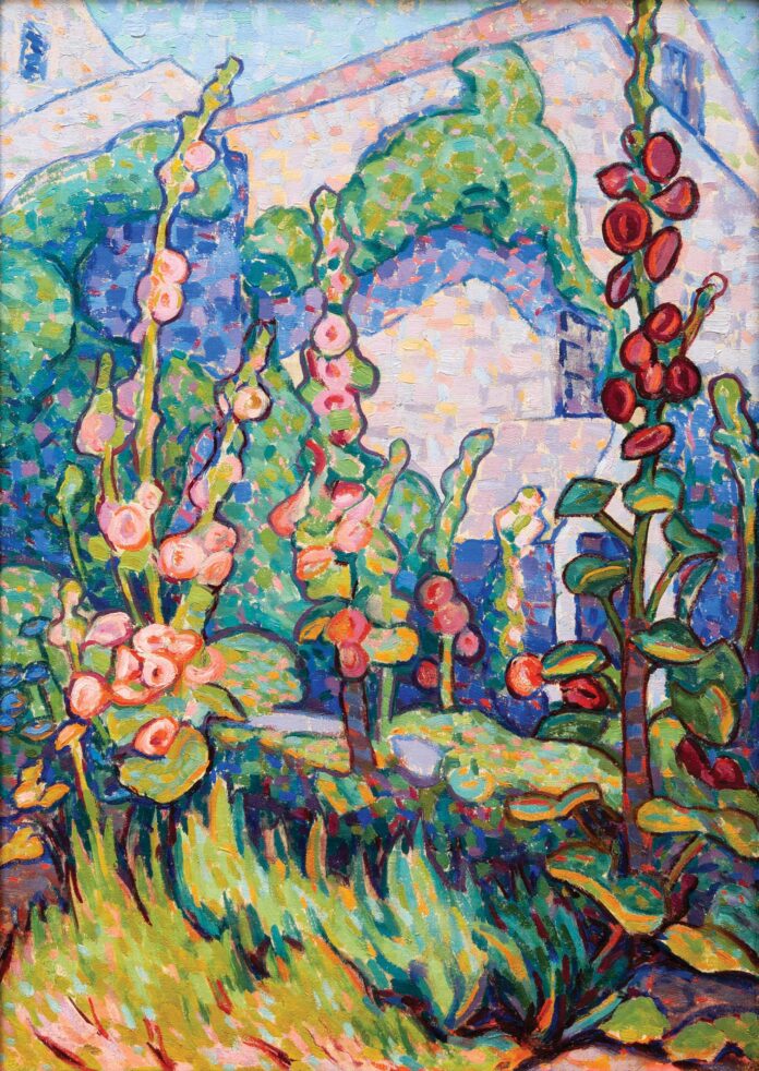 BLANCHE LAZZELL (1878–1956), "Hollyhock," 1917, oil on canvas BLANCHE LAZZELL art (1878–1956), "Hollyhock," 1917, oil on canvas