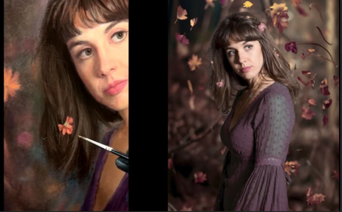 Left: Detail of the painting; Right: Photo reference
