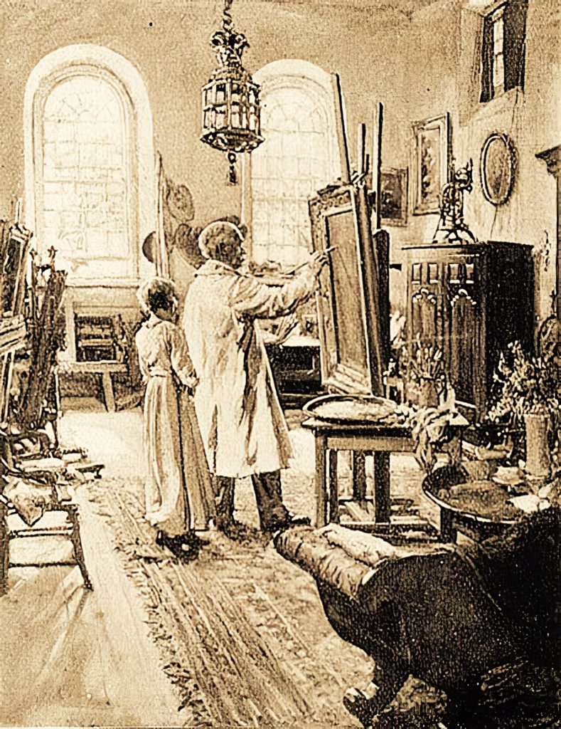 Fra Henry Newbery in his Corfe Chapel Studio Circa 1929