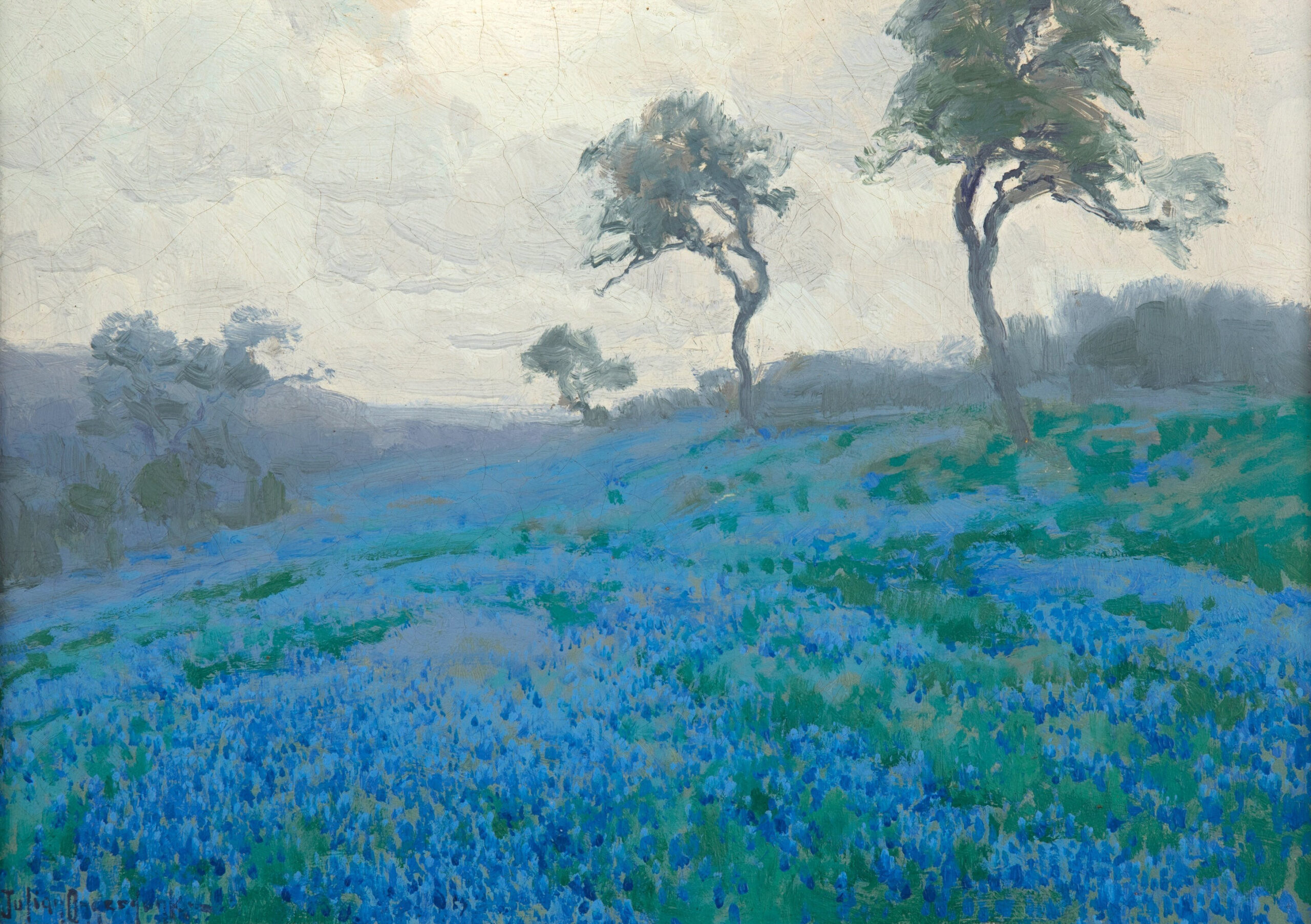 Julian Onderdonk, "Blue Bonnets on Grey Day, North of San Antonio, Texas," 1916