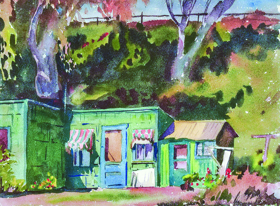 Art Auction: “Untitled (Ventura Beach)” by Jessie Arms Botke, Watercolor on paper, 8.5 x 12 inches.