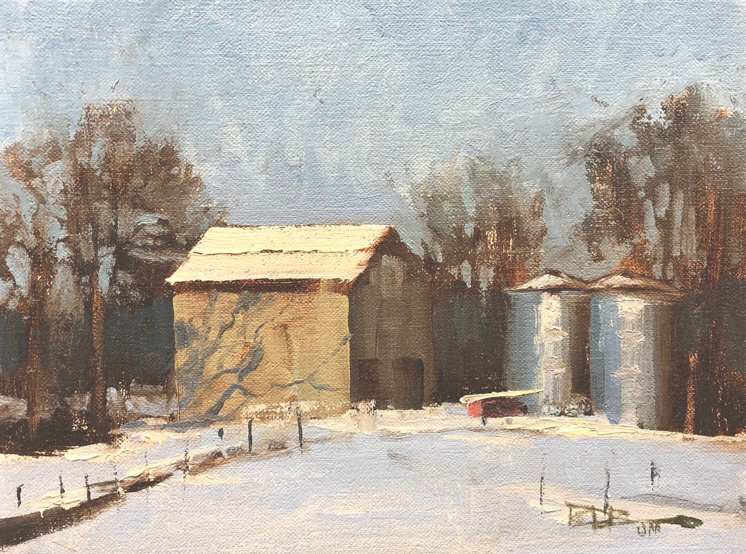 Roger Dale Brown, "York Winter," oil, 9 x 12 in.