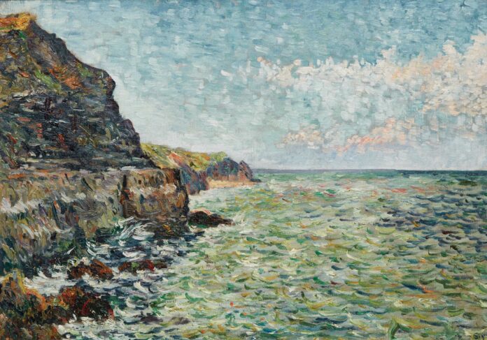 Paul Signac (1863–1935), "Port-en-Bessin," The Rocks of Calvados, 1883, oil on canvas, 17 3/4 x 25 in., photo: Kent Pell art collection - Paul Signac (1863–1935), "Port-en-Bessin," The Rocks of Calvados, 1883, oil on canvas, 17 3/4 x 25 in., photo: Kent Pell