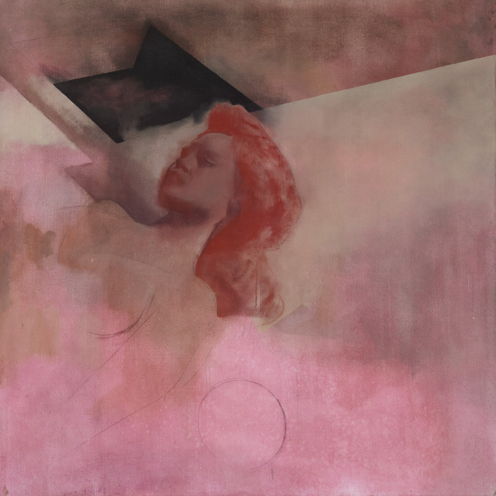 Painting of a woman with abstract background
