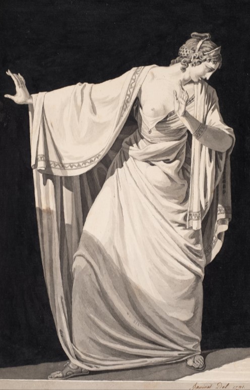 "Standing Woman in Antique Dress" (detail, 1791, Jean-François Janinet; The Horvitz Collection, Wilmington