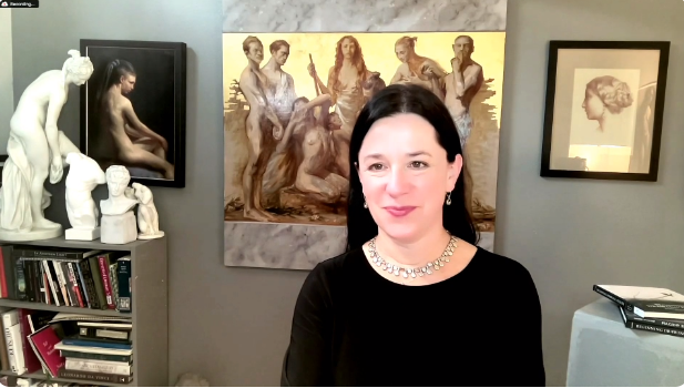 Juliette Aristides receiving the Lifetime Achievement Award - contemporary realism artists